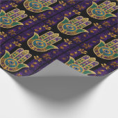 Papier Cadeau Mardi Gras Gold violet vert Hamsas Art (Coin)