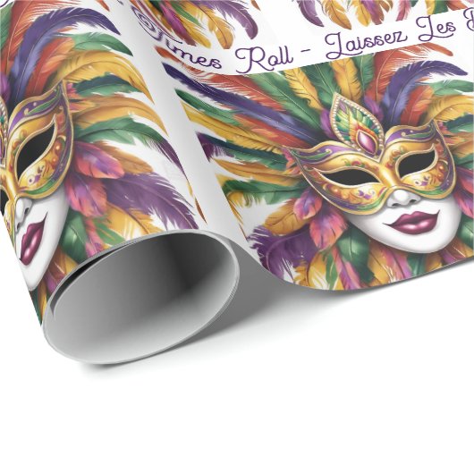Papier Cadeau Mardi Gras Let The Good Times Roll Custom Roll (Coin rond)