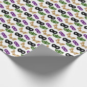 Papier Cadeau Mardi Gras Masque Purple Vert Faux Or Noir (Coin)