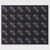 Papier Cadeau Mardi Gras Masque violet vert or éclaboussures mot (Plat)