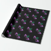 Papier Cadeau Mardi Gras Masque violet vert or éclaboussures mot (Déroulé)