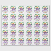 Papier Cadeau Mardi Gras Princesse Mignonne Femme Carnaval (Plat)