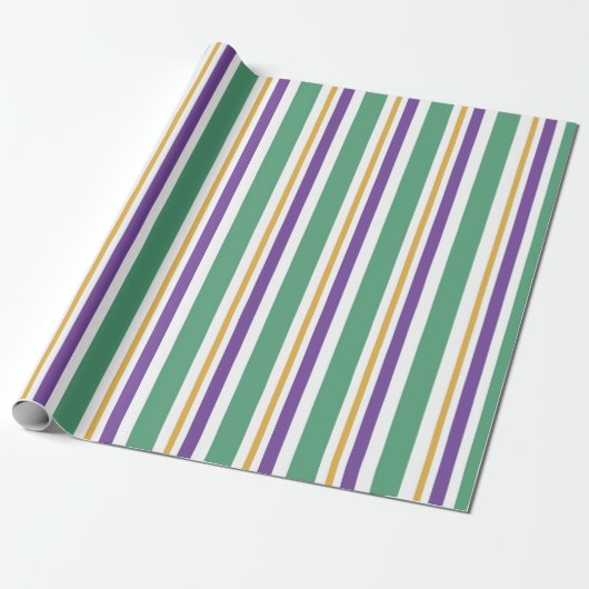 Papier Cadeau Mardi Gras Stripes (Déroulé)