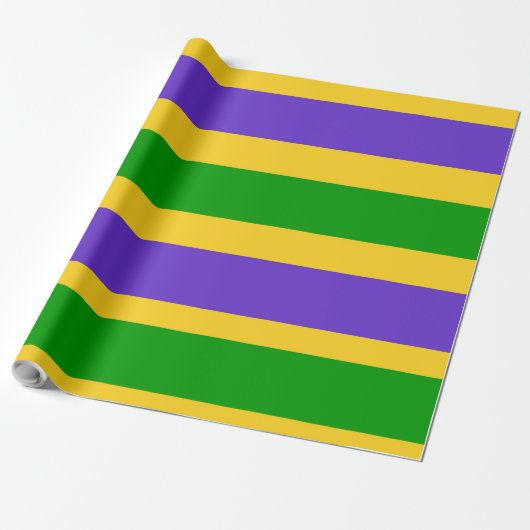 Papier Cadeau Mardi Gras Stripes (Déroulé)