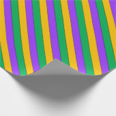 Papier Cadeau Mardi Gras Stripes Motif violet vert jaune (Coin)