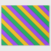 Papier Cadeau Mardi Gras Stripes Motif violet vert jaune (Plat)