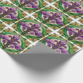Papier Cadeau Mardi Gras Vitrail Fleur de lis (Coin)