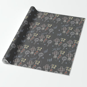 Papier Cadeau Marelle éducative amusante motif craie grise pour