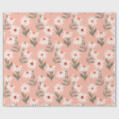 Papier Cadeau Marguerite Blanche Rétro (Plat)
