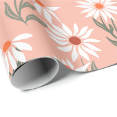 Papier Cadeau Marguerite Blanche Rétro (Coin rond)