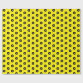 Papier Cadeau marguerite noire sur jaune (Plat)