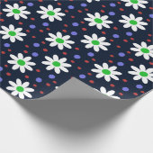 Papier Cadeau marguerite points bleu marine (Coin)