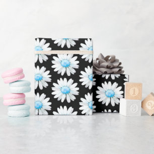 Papier Cadeau Marguerites à points bleus