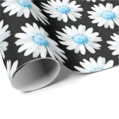 Papier Cadeau Marguerites à points bleus (Coin rond)