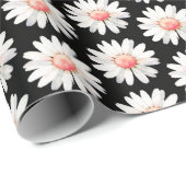 Papier Cadeau Marguerites à points rouges (Coin rond)