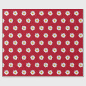 Papier Cadeau Marguerites blanches en rouge (Plat)