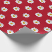 Papier Cadeau Marguerites blanches en rouge (Coin)