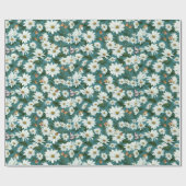 Papier Cadeau Marguerites blanches et papillons (Plat)