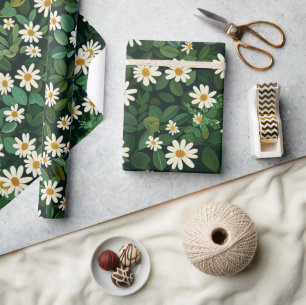 Papier Cadeau Marguerites blanches floral ditsy 60s 70s Hippie G