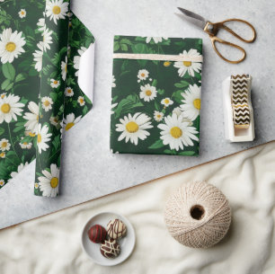 Papier Cadeau Marguerites blanches floral ditsy 60s 70s Hippie G