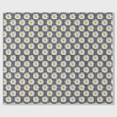 Papier Cadeau Marguerites blanches sur Gingham (Plat)