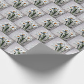 Papier Cadeau Marguerites Blanches Sur Gris (Coin)
