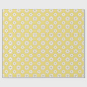 Papier Cadeau Marguerites blanches sur jaune doré (Plat)