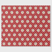 Papier Cadeau Marguerites blanches sur Pois (Plat)
