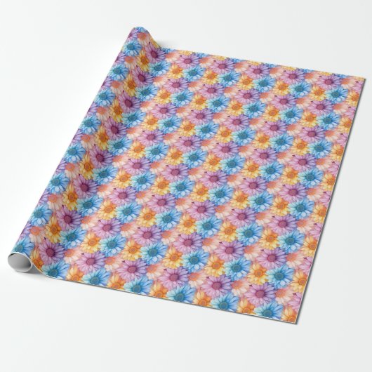 Papier Cadeau Marguerites Pastel (Déroulé)