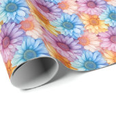 Papier Cadeau Marguerites Pastel (Coin rond)