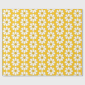 Papier Cadeau Marguerites rétro gaies blanc et moutarde jaune (Plat)