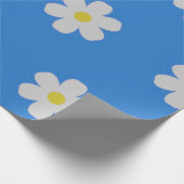 Papier Cadeau Marguerites sur Arrière - plan bleu (Coin)