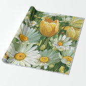 Papier Cadeau Marguerites, Tulipes & Papillons (Déroulé)