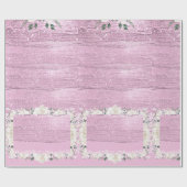 Papier cadeau mariage à fleurs roses (Plat)