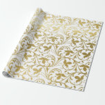 Papier cadeau mariage à motif floral damassé or cl<br><div class="desc">Offrir un cadeau de mariage dans un papier cadeau à motif floral damassé or faux rend la présentation incroyable. Idéal pour les jeunes mariés,  les douches de mariée,  les crémaillères,  les fêtes de fiançailles,  et plus encore.</div>