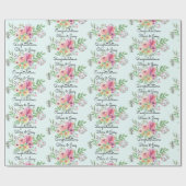 Papier Cadeau Mariage Ajouter des noms Floral Aquarelle Rouleau (Plat)