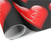 Papier Cadeau Mariage Amour Parisien Attrayant Cœur Rouge (Coin rond)