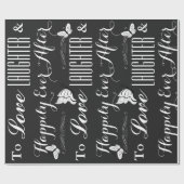 Papier Cadeau mariage "Amour, rire et bonheur toujours après" (Plat)