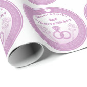 Papier Cadeau Mariage anniversaire dentelle look changer l'année (Coin rond)