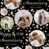 Papier Cadeau Mariage Anniversaire Photo Collage Elegant Ecru