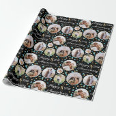 Papier Cadeau Mariage Anniversaire Photo Collage Élégant Turquoi (Déroulé)