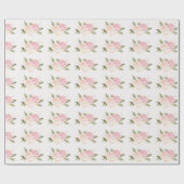 Papier Cadeau Mariage aquarelle florale rose (Plat)