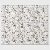 Papier Cadeau Mariage Arbre Fleurissant Blanc Joliment Romantiqu (Plat)