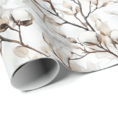 Papier Cadeau Mariage Arbre Fleurissant Blanc Joliment Romantiqu (Coin rond)