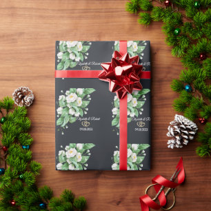 Papier Cadeau Mariage aux fleurs blanches