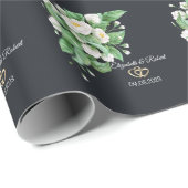 Papier Cadeau Mariage aux fleurs blanches (Coin rond)