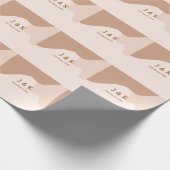 Papier Cadeau Mariage beige boho courbé nom date orange (Coin)