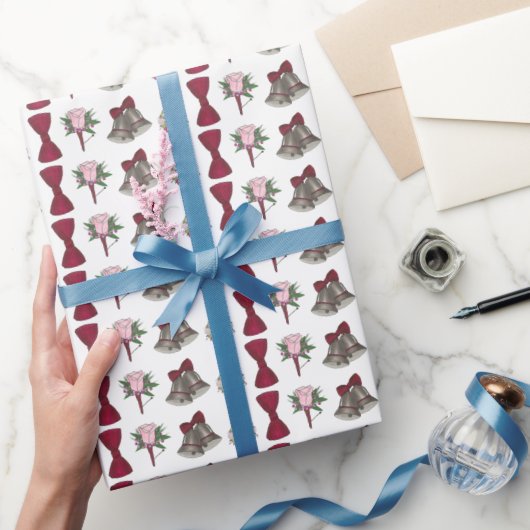 Papier Cadeau Mariage Bells Bride Salle Rose Bouquet Bowtie (Cadeaux)
