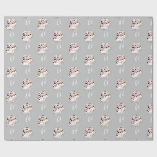 Papier Cadeau Mariage Bells Sur Argent (Plat)