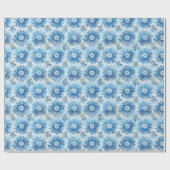 Papier Cadeau Mariage Blanc Bleu Floral Shower (Plat)